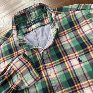 Ralph Lauren Green Plaid Casual Button Down Shirt